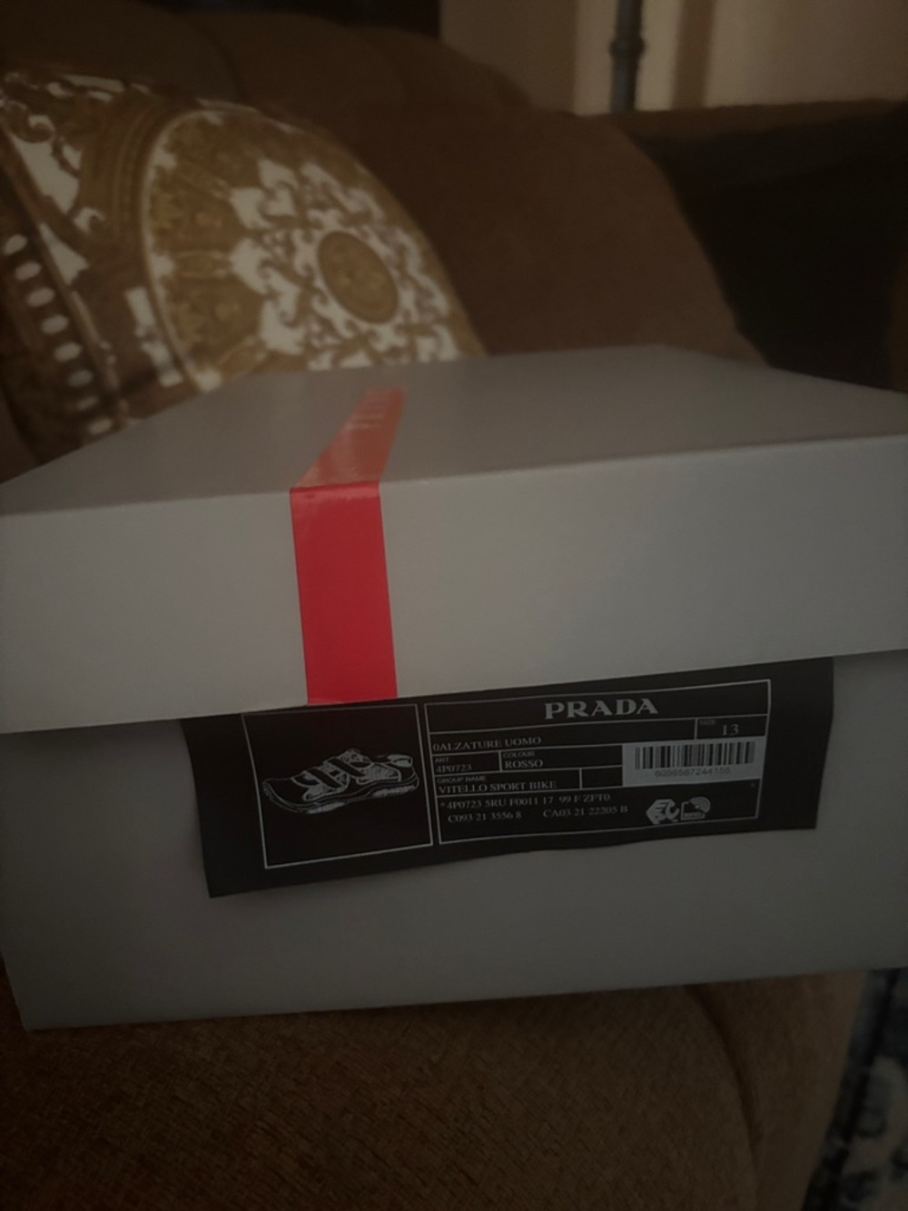 Prada Red and Gray Men's Sneakers - Picture 2 of 7